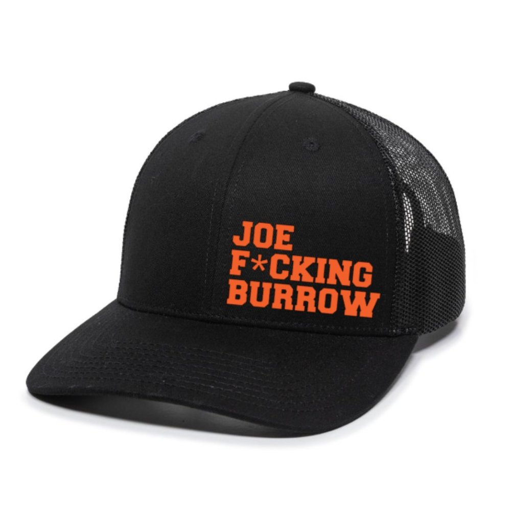 Joe F*cking Burrow Football Font (Cincinnati Colors) Premium Unisex Snapback Hat